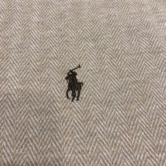 Polo by Ralph Lauren Mens Sweater Medium 1/4 Zip Up Collar Brown/Tan Long Sleeve - Picture 2 of 12